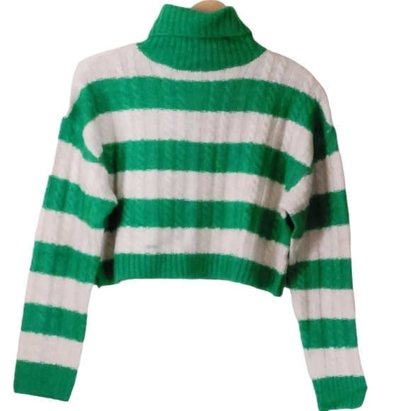 Striped Cropped Turtleneck Sweater - Picture 5 of 9